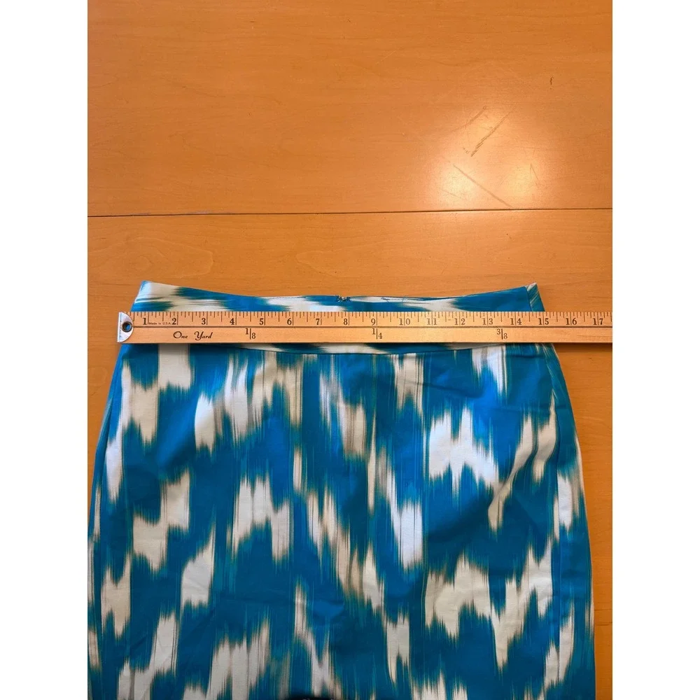 Banana‎ Republic Blue White Ikat Print Pencil Skirt Cotton Stretch Size 4
